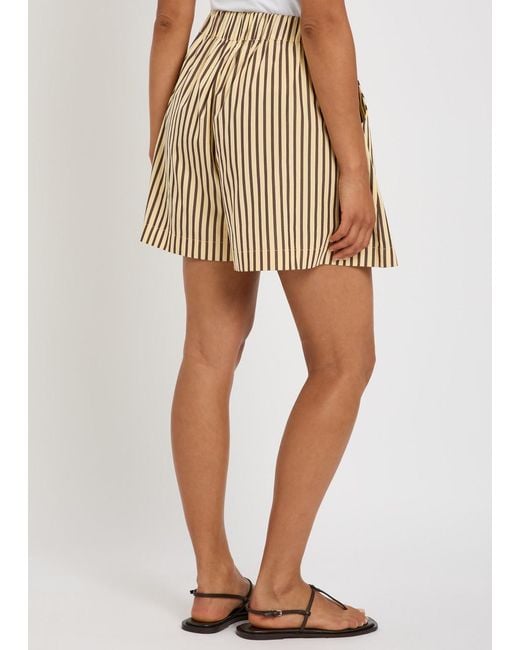 Faithfull The Brand Natural Clemente Striped Cotton-Poplin Shorts