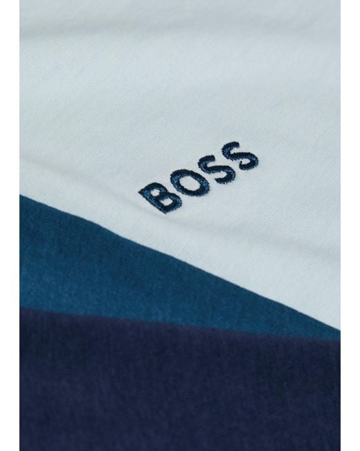 Boss Blue Classic Logo-Embroidered Cotton T-Shirt for men
