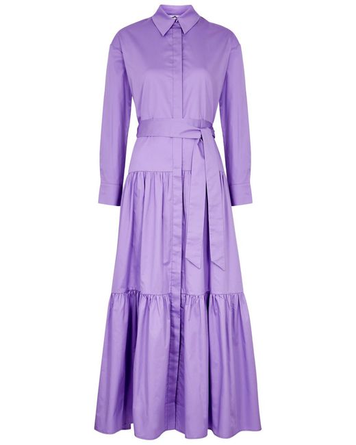 Evi Grintela Purple Thea Cotton-poplin Maxi Shirt Dress