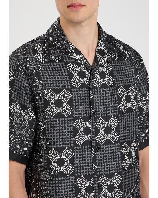 Amiri Black Checked Silk Shirt for men