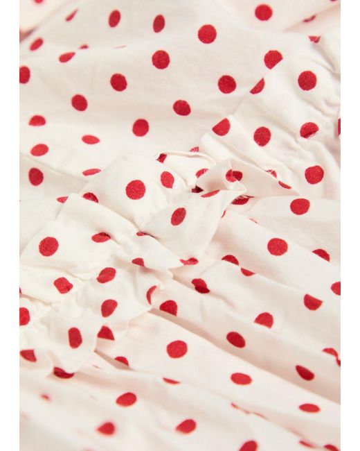 Damson Madder Pink Meri Polka-Dot Ruffled Cotton-Poplin Mini Dress