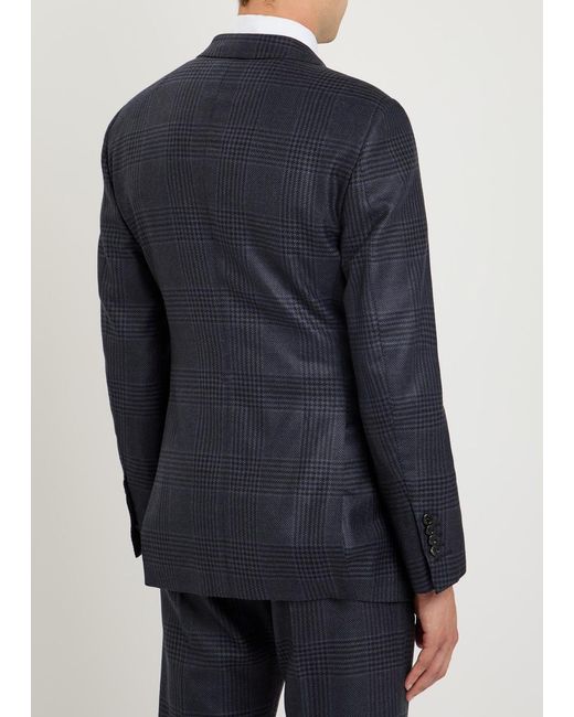Tom Ford Blue Houndstooth Wool Blazer for men