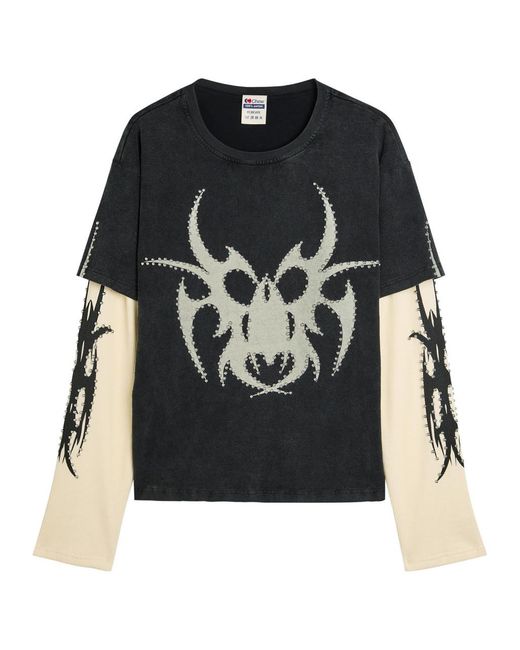 Chew Forever Roach Studded Printed Long Sleeve Cotton T-Shirt in