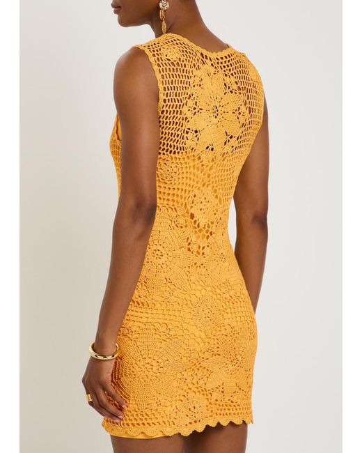 Jonathan Simkhai Yellow Fynch Crochet Cotton Mini Dress