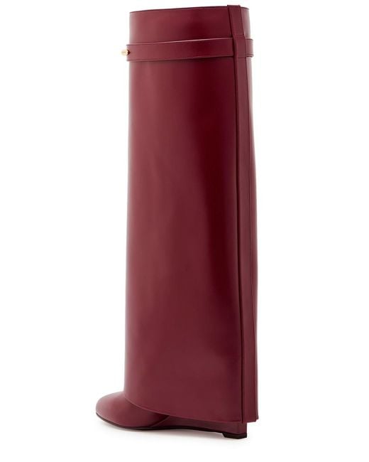 Givenchy Red Shark 95 Leather Knee-High Boots