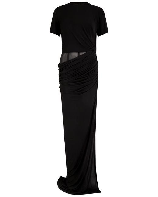 Christopher Esber Black Coiled Draped Corseted Jersey Maxi Dress