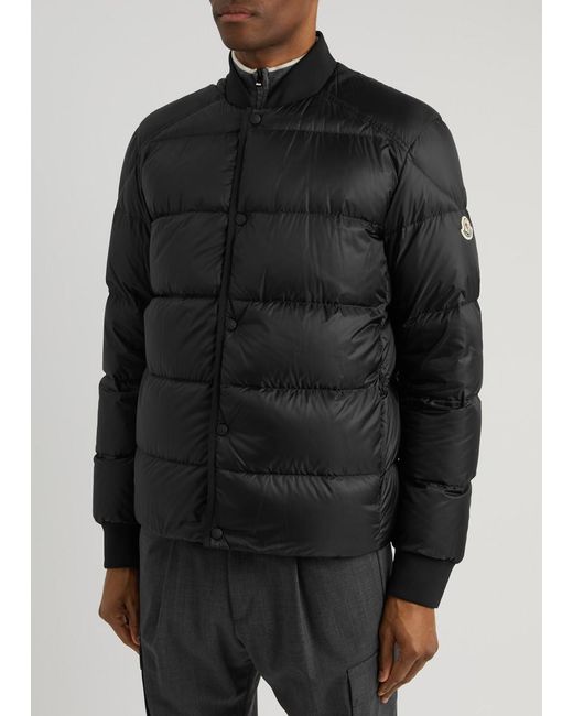 Moncler Black Bazena Quilted Shell Bomber Jacket for men