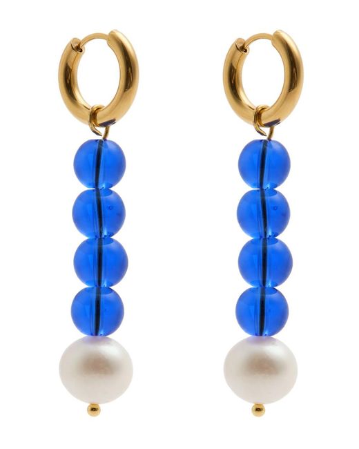 SANDRALEXANDRA Blue Lazzo 18Kt-Plated Hoop Earrings
