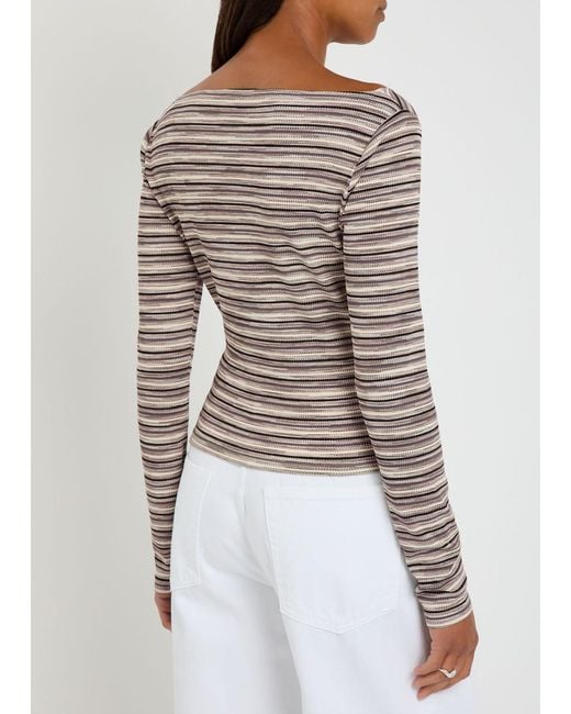 Reformation Brown Wiley Striped Fine-Knit Top