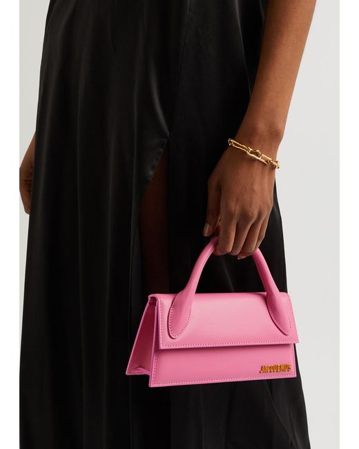 Jacquemus Pink Le Chiquito Long Leather Top Handle Bag