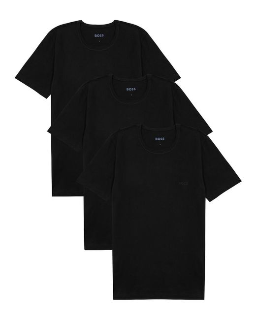 Boss Black Logo-Embroidered Cotton T-Shirt for men