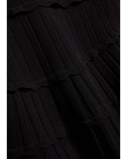 LoveShackFancy Black Pointelle Knit Mini Dress