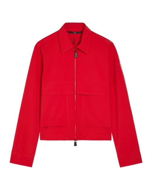 Moncler Red Logo-Appliquéd Cropped Shell Overshirt