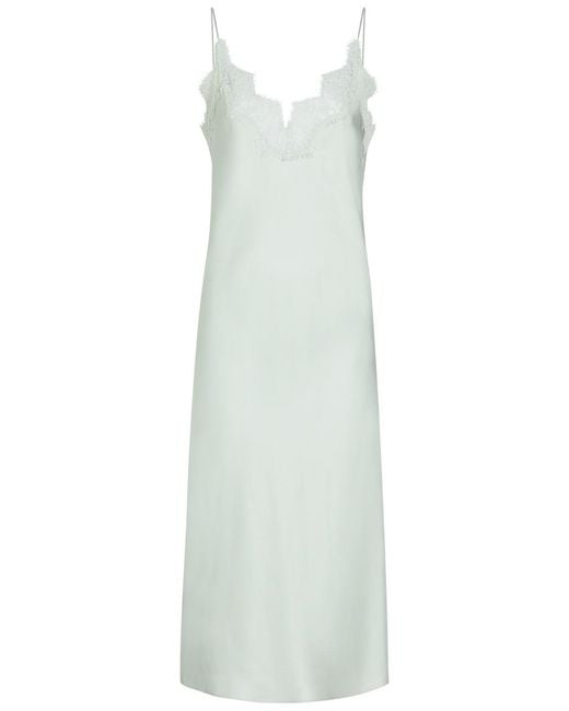 Rohe White Lace-Trim Silk Midi Slip Dress