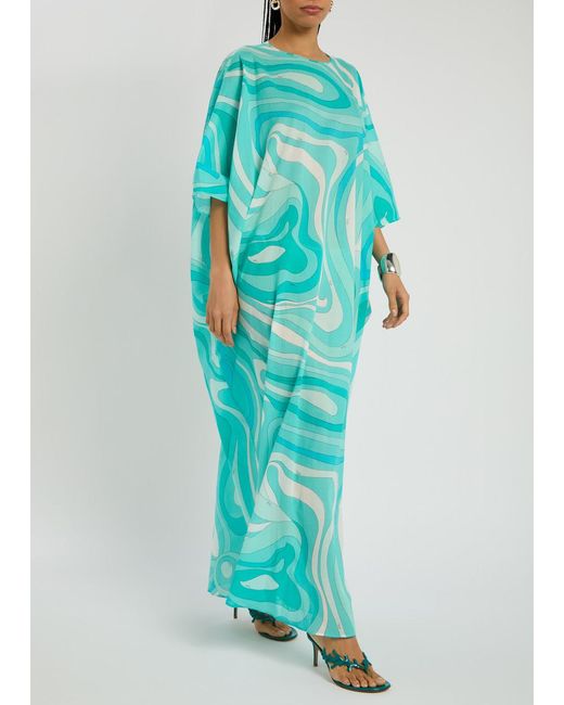 Emilio Pucci Blue Printed Cotton Kaftan