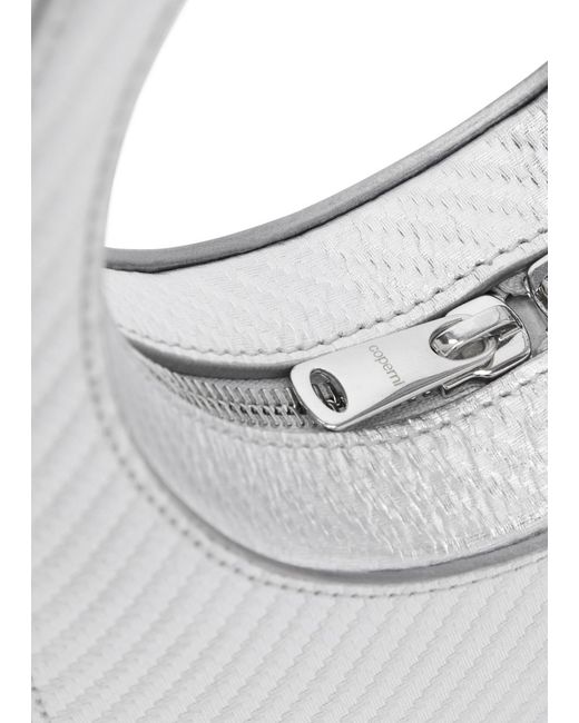 Coperni Gray Swipe Mini Metallic Leather Top Handle Bag