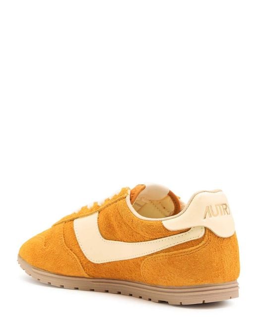 Autry Orange Windspin Panelled Brushed Suede Sneakers