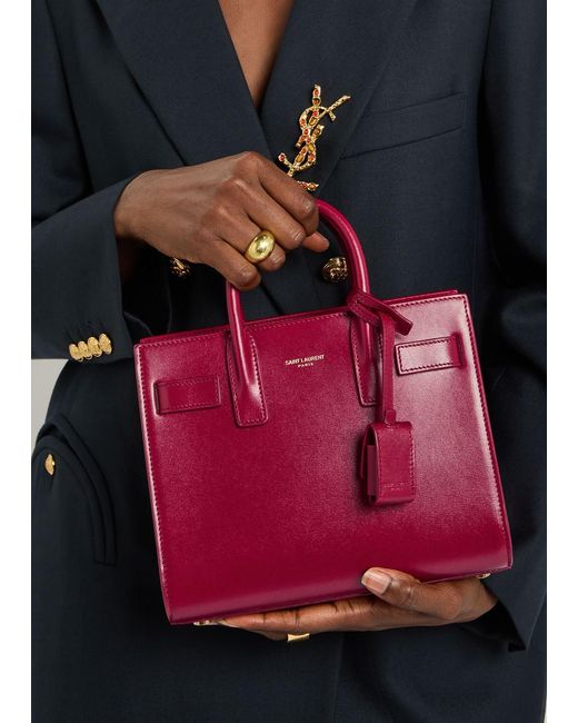 Saint Laurent Red Sac De Jour Nano Leather Top Handle Bag