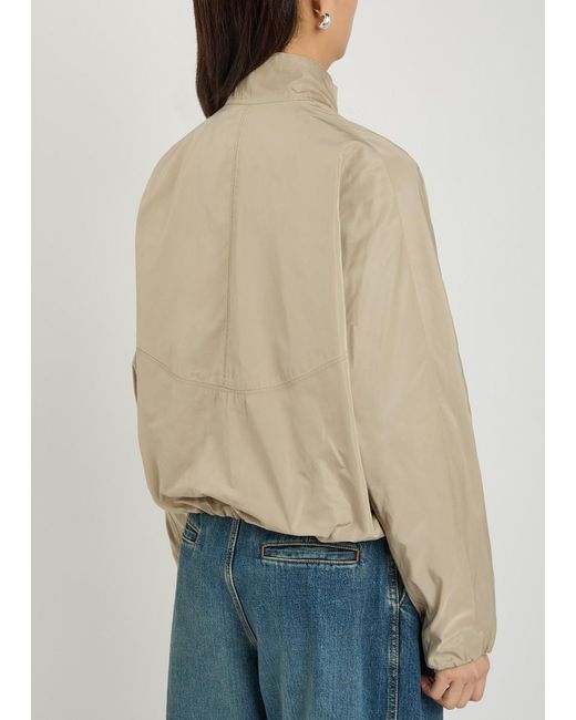 Alaïa Natural High-Neck Woven Windbreaker Jacket