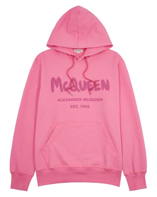 Alexander McQueen Pink Logo Hooded Cotton Sweatshirt for men