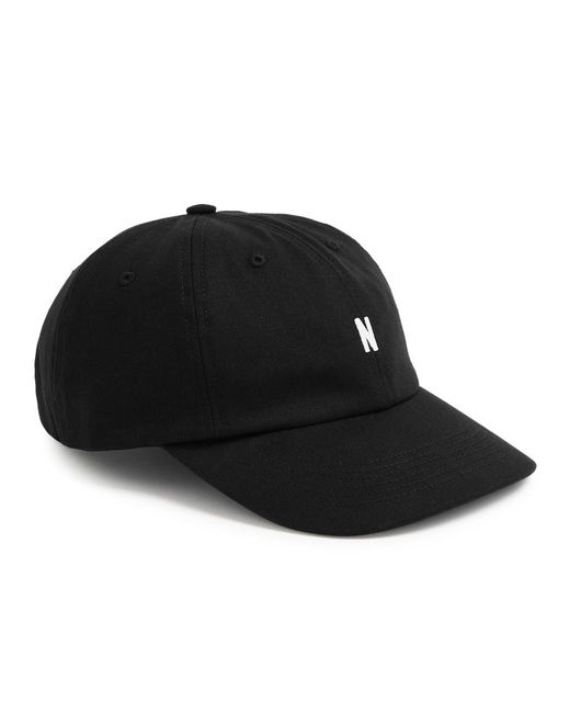 Norse Projects Black Sports Logo Cotton-twill Cap for men