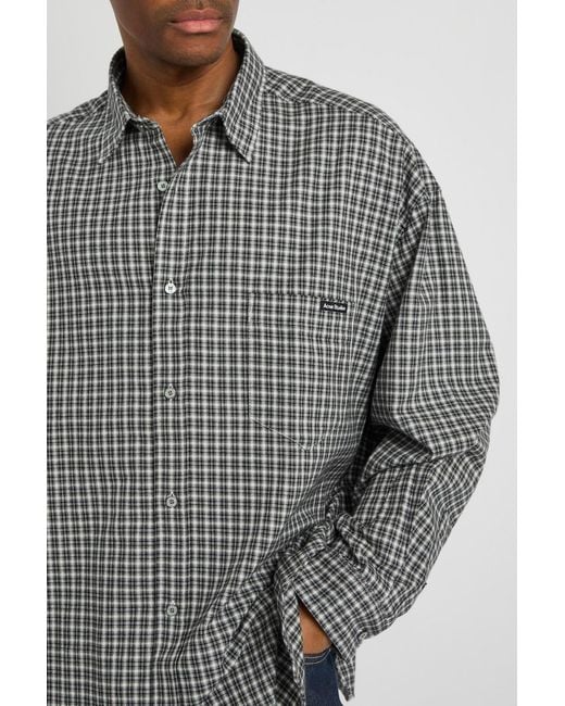 Acne Gray Plaid Cotton Shirt for men