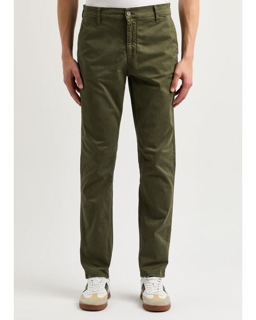 Nudie Jeans Green Alvin Slim-Leg Stretch-Cotton Chinos for men