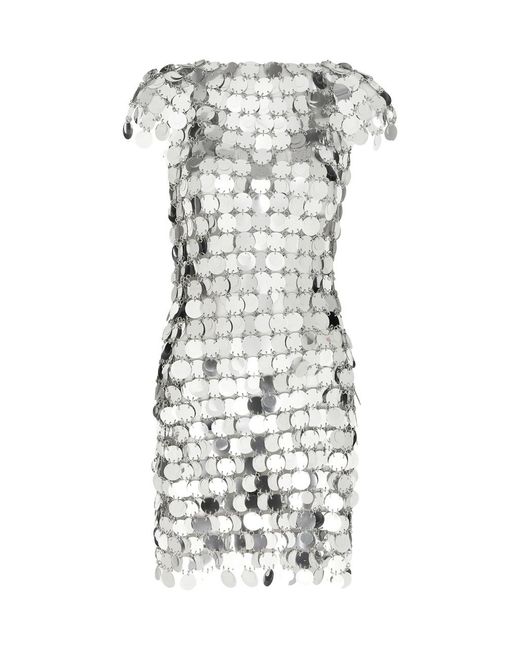 Rabanne White Paco Paillette Chainmail Mini Dress