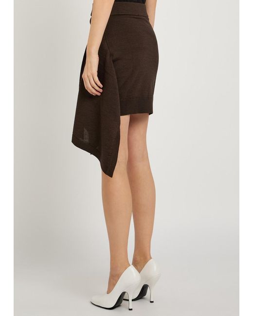 Lemaire Brown Buttoned-Panel Fine-Knit Mini Skirt