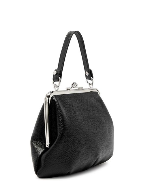 Vivienne Westwood Black Granny Frame Faux Leather Top Handle Bag