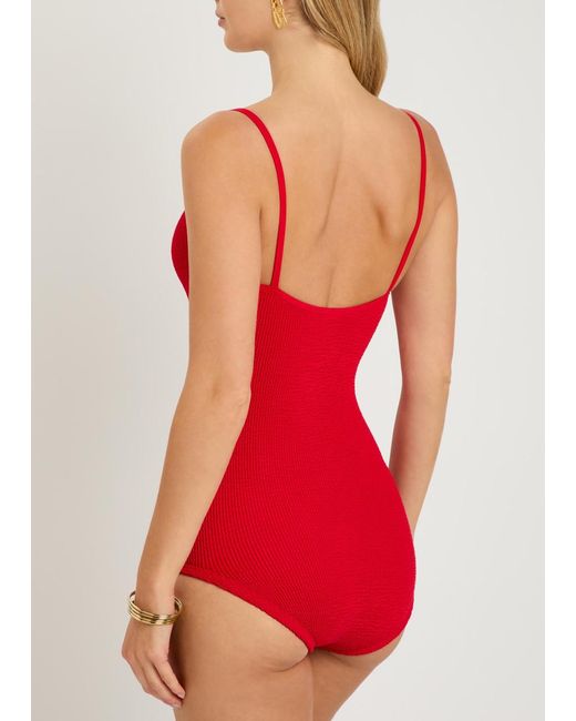 Hunza G Red Coverage Pamela Crinkle Swimsuit