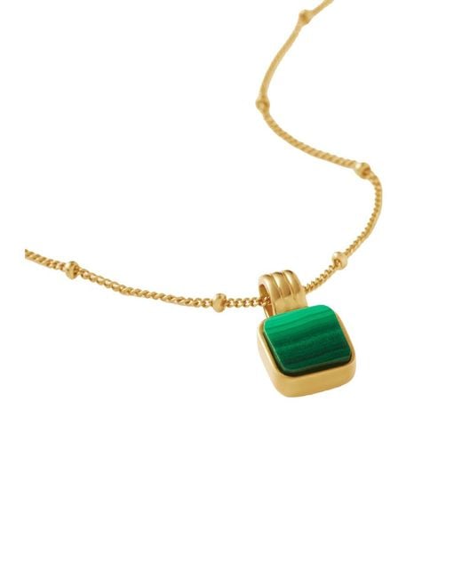 Missoma White X Lucy Williams Square Malachite 18Kt-Plated Necklace