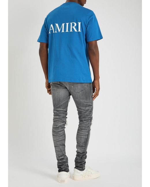 Amiri Blue Core Logo-Print Cotton T-Shirt for men