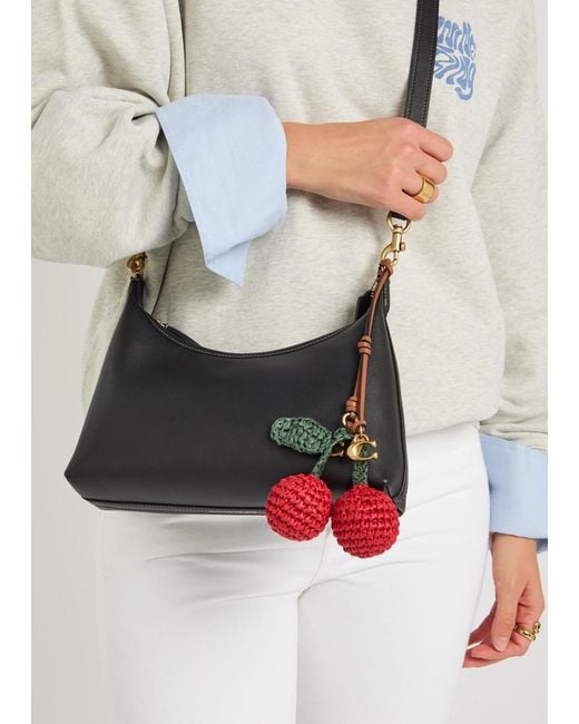 COACH Red Cherries Leather And Straw Bag Charm