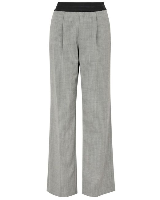Helmut Lang Gray Herringbone Wool-blend Trousers