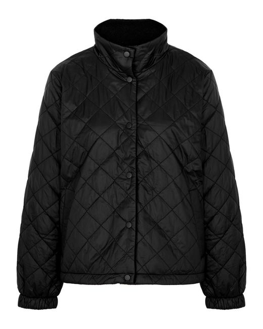 Eileen Fisher Black Reversible Quilted Shell And Wool-blend Jacket