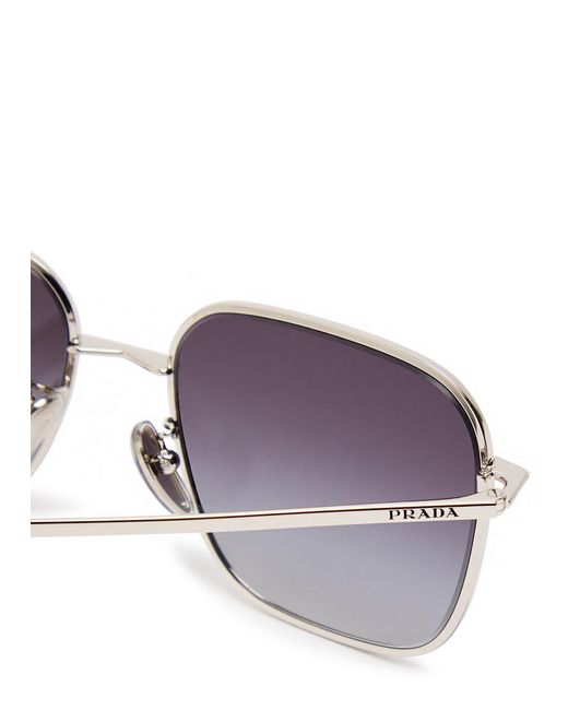 Prada Metallic Aviator-Style Metal Sunglasses