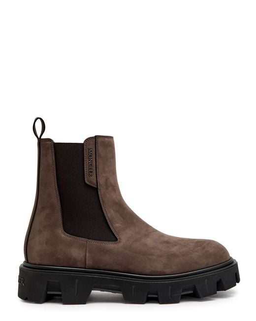 Moncler Brown Peak City Suede Chelsea Boots for men
