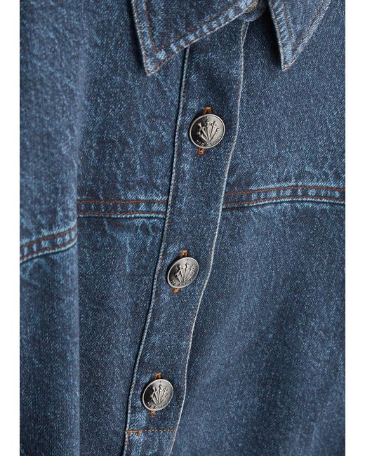 Rag & Bone Blue Miramar Printed Cotton Polo Shirt