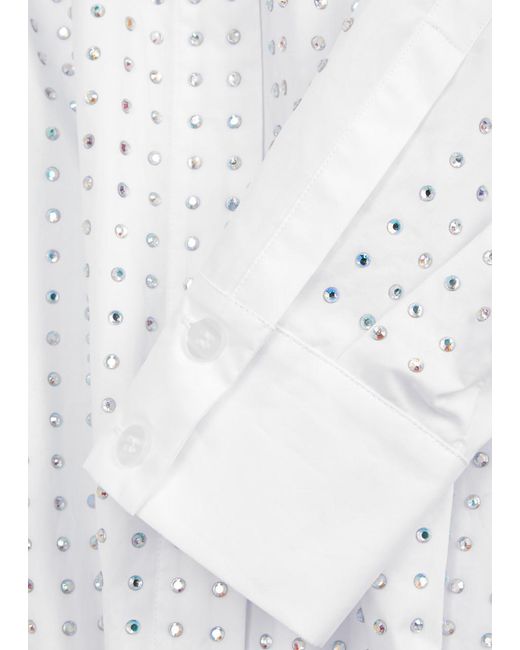 Marina Rinaldi White Candore Crystal-embellished Cotton Shirt