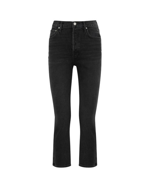 Agolde Black Riley Slim-Leg Jeans