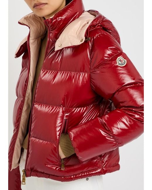 Moncler Red Niveole Padded Hooded Nylon Jacket