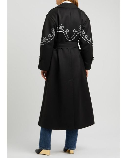 Chloé Black Embroidered Wool Coat
