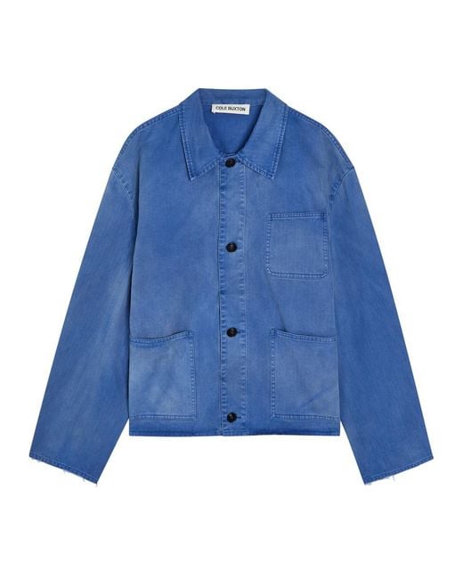 Cole Buxton Blue Patch Pocket Cotton And Wool-Blend Overshirt for men