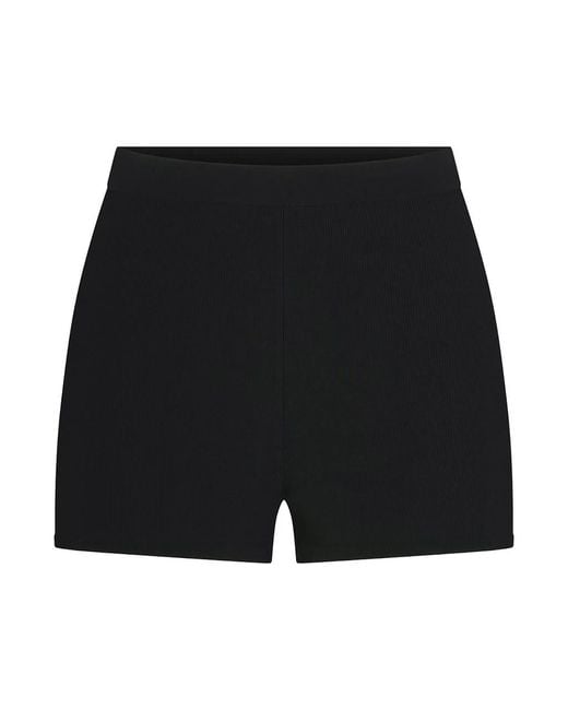 Skims Black High-Waisted Knit Shorts