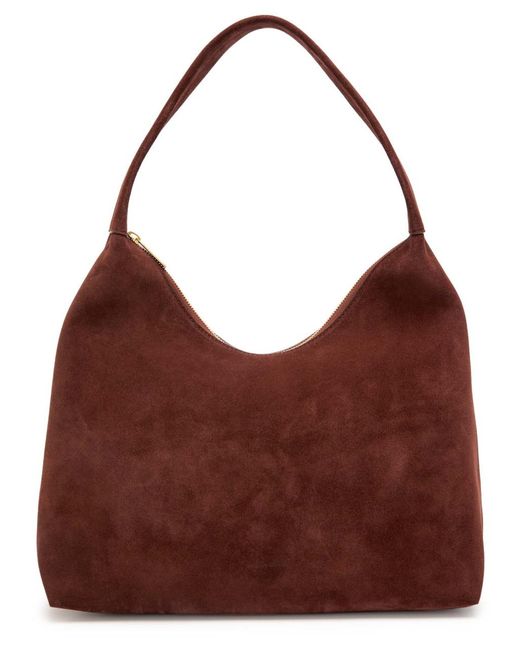 Mansur Gavriel Brown Candy Hobo Suede Shoulder Bag
