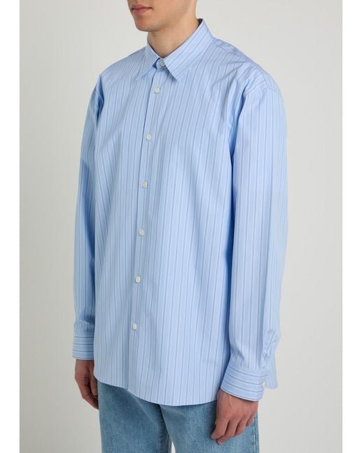 Dries Van Noten Blue Croom Pinstriped Cotton-Poplin Shirt for men