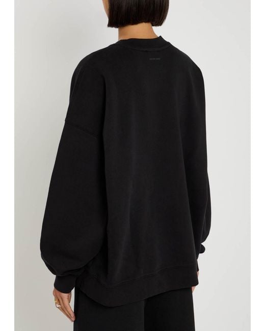 Anine Bing Black Miles Letterman Cotton Sweatshirt