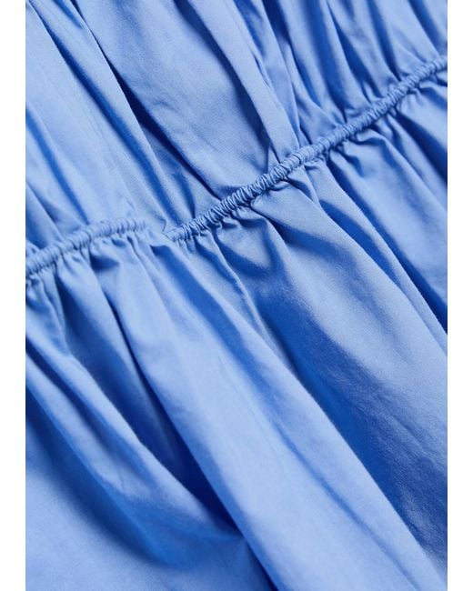 Faithfull The Brand Blue Saja Smocked Cotton Maxi Dress