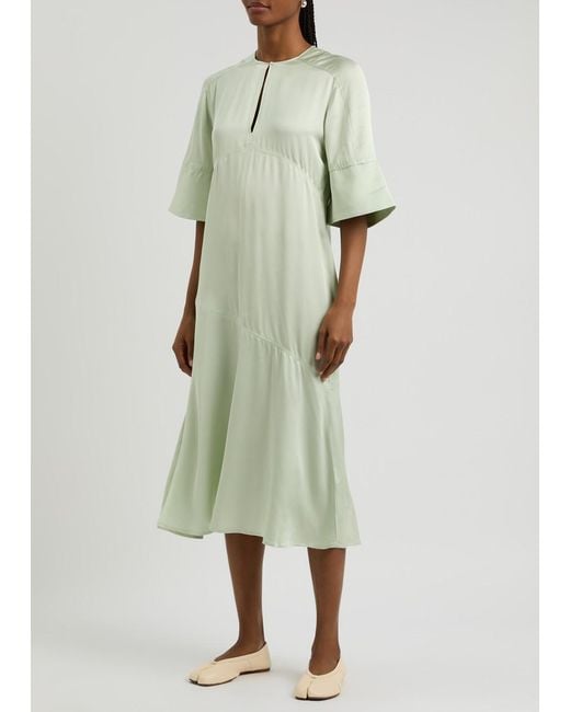 Day Birger et Mikkelsen Green Camilla Satin Midi Dress